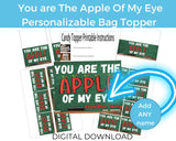 You are the Apple of my Eye Back to School First Day Bag Topper Canva Template Printable Gift from Teacher