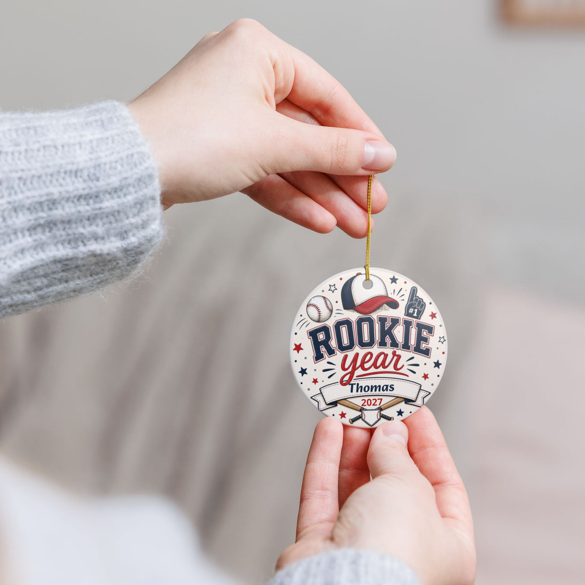 Personalized Rookie Year Baseball Ornament, First Birthday Baseball Ornament, Boys Sports Christmas Keepsake, Name Year Ornament