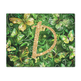 Flower and Butterfly Green and Gold St Patricks Day Monogram Name Personalized Placemat