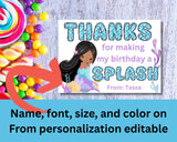 Custom Mermaid Thank You Personalizable Bag Topper Tag Canva Template Printable