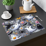 Halloween Ghost Print Table Mat Washable Placemats, Kids Halloween Holiday Place mat, Spooky Decorations for Kitchen Table