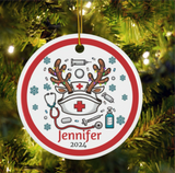 Reindeer Nurse Personalized Christmas Ornament