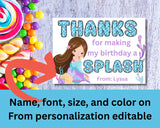 Custom Mermaid Thank You Personalizable Bag Topper Tag Canva Template Printable