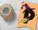 Chevron Witch Halloween Pennant Banner Printable