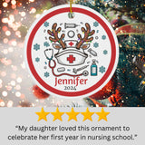 Reindeer Nurse Personalized Christmas Ornament