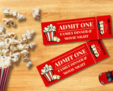 Movie Night Party Ticket Digital Template Car Theme Design Family Entertainment Package Printable Movie Passes Popcorn Snack Bundle Home Theater Experience Perfect Family Gathering Event Planning Essential Digital Download Format Custom