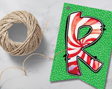 Candy Cane Pennant Banner Printable Canva Template Download