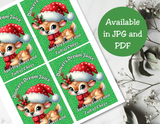 Reindeer Capri Sun Labels – Printable Christmas Drink Pouch Stickers for Kids