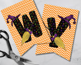 Chevron Witch Halloween Pennant Banner Printable