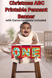 Christmas ABC Printable Pennant Banner with Canva Template