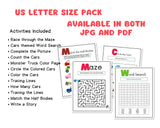 Cars Preschool Activity Book Printable