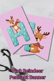 Pink Reindeer Pennant Banner Printable And Canva Template