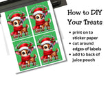 Reindeer Capri Sun Labels – Printable Christmas Drink Pouch Stickers for Kids
