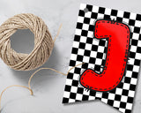 Checkered Flag Racing Birthday Pennant Banner Printable
