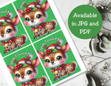 Reindeer Capri Sun Labels – Printable Christmas Drink Pouch Stickers for Kids