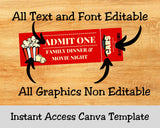 Digital Movie Night Template Car Theme Design Printable Party Collection Family Entertainment Package Movie Ticket Bundle Popcorn Graphics Design Home Theater Experience Perfect Event Planning Essential Digital Download Format Custom