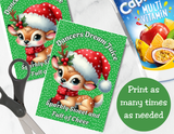 Reindeer Capri Sun Labels – Printable Christmas Drink Pouch Stickers for Kids