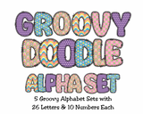 Groovy Alphabet Clipart Letters and Numbers