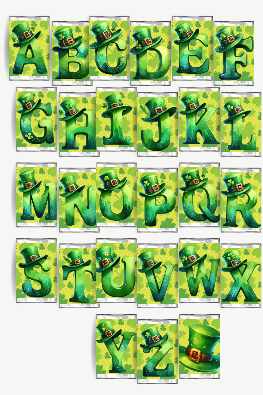 Leprechaun Hat St Patricks Alphabet Hershey Candy Bar Wrapper Printable