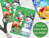 Reindeer Capri Sun Labels – Printable Christmas Drink Pouch Stickers for Kids