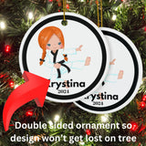 Girl Karate Player Custom Name Christmas Ornament