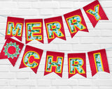 Christmas ABC Printable Pennant Banner with Canva Template