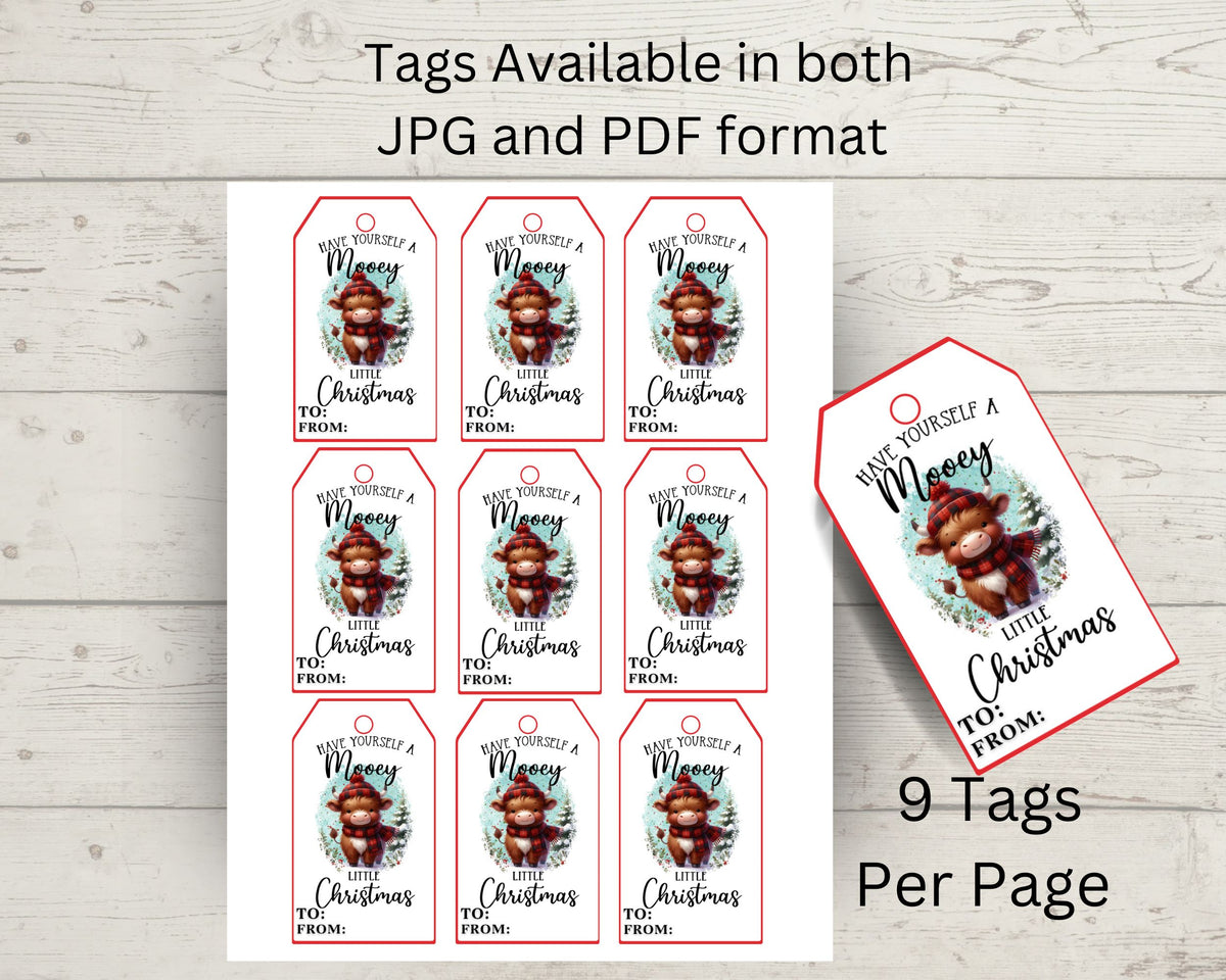 Mooey Little Christmas Gift Tags Printable