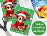 Reindeer Capri Sun Labels – Printable Christmas Drink Pouch Stickers for Kids