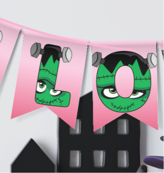 Frankenstein Pastel Halloween Pennant Banner Printable