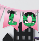 Frankenstein Pastel Halloween Pennant Banner Printable