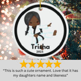 Girl Karate Player Custom Name Christmas Ornament