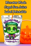 Frankenstein Capri Sun Label Printable – Monster Mash Party Drink Labels