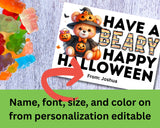 Beary Happy Halloween Canva Template Bag Topper Printable