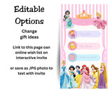Fairy Tale Princess Mobile Party Invitation Editable Canva Link
