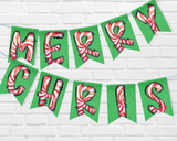 Candy Cane Pennant Banner Printable Canva Template Download