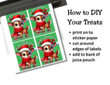 Reindeer Capri Sun Labels – Printable Christmas Drink Pouch Stickers for Kids