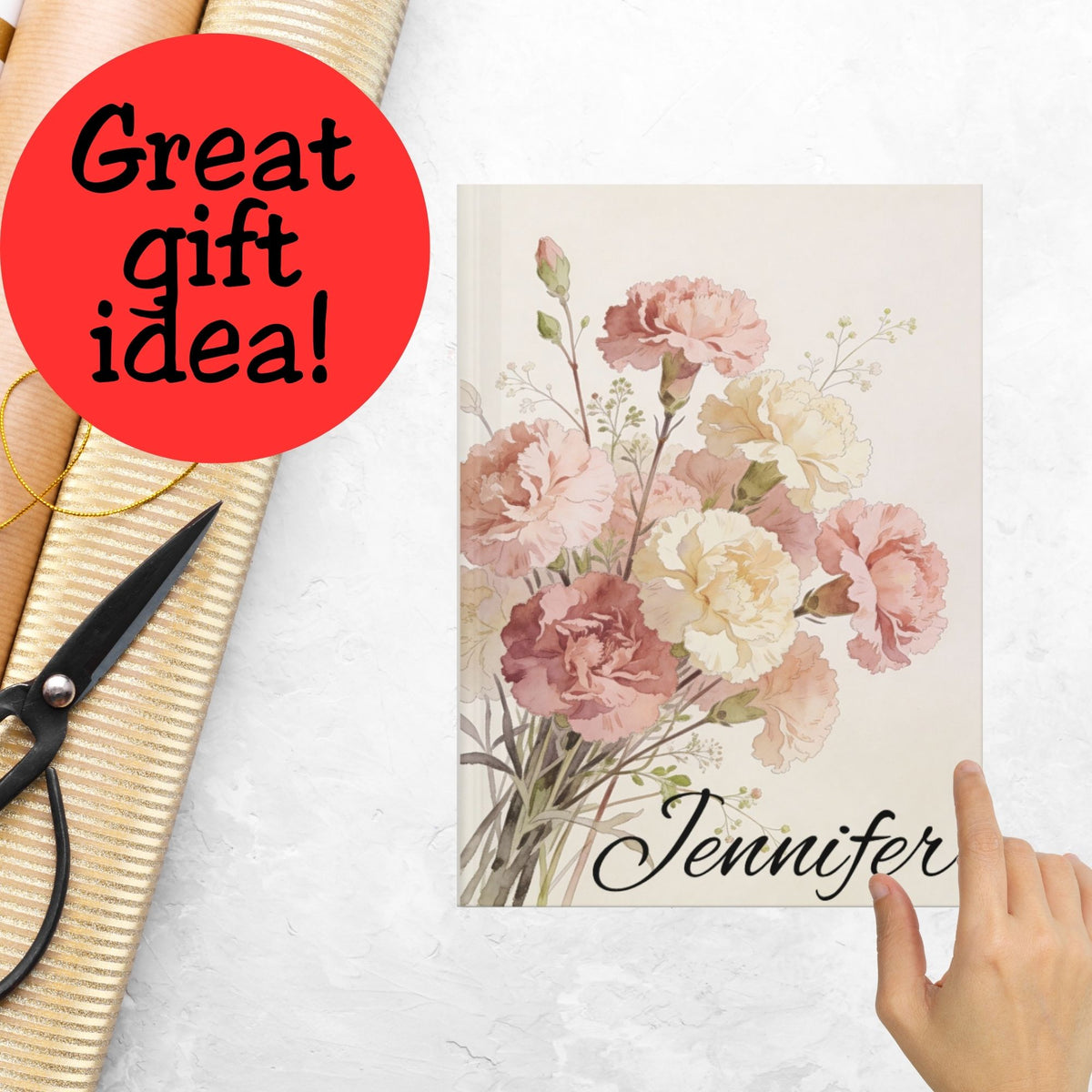 Carnations Personalized Birth Month Flower Notebook