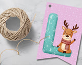 Pink Reindeer Pennant Banner Printable And Canva Template