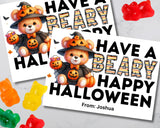 Beary Happy Halloween Canva Template Bag Topper Printable