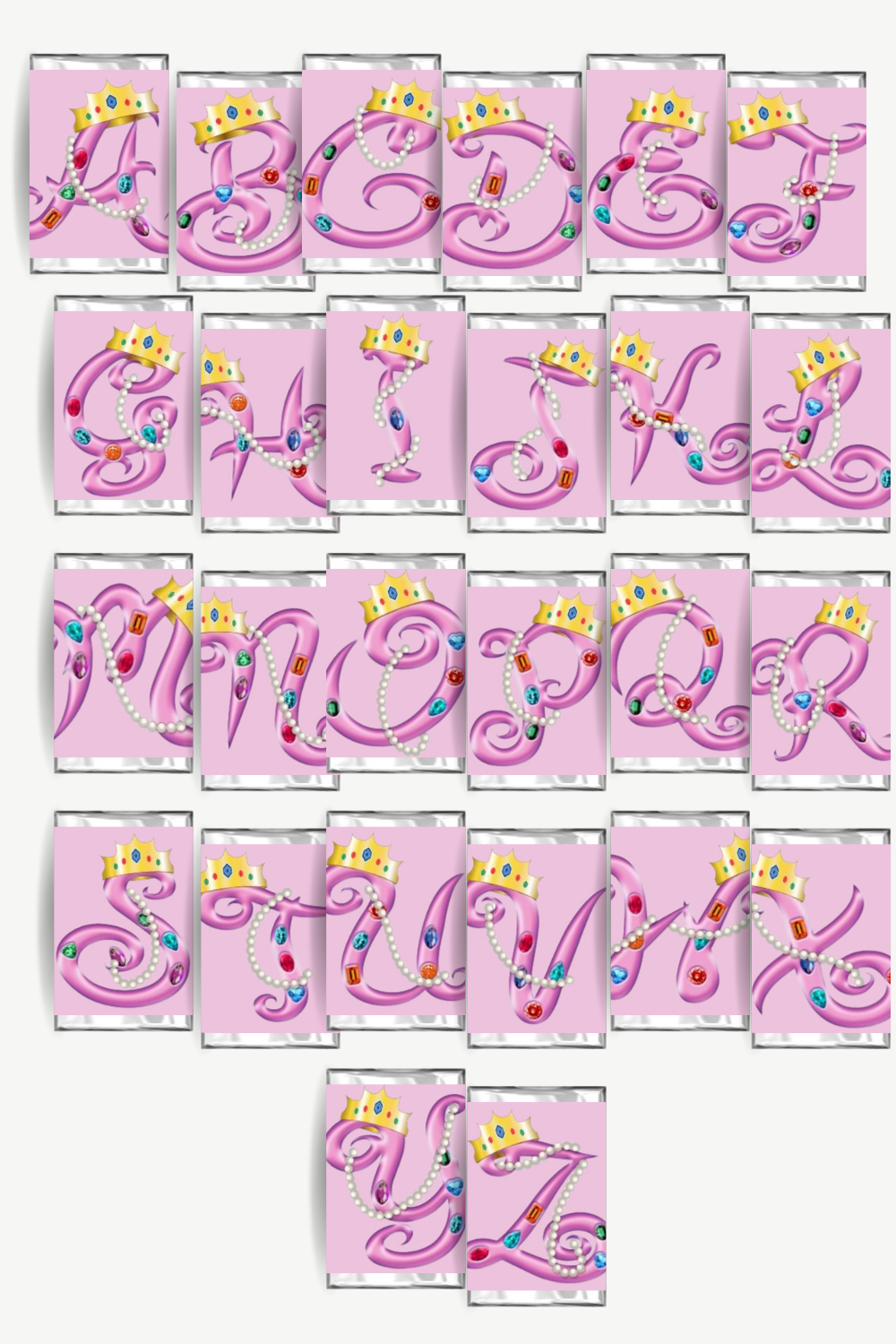 Princess Crown Alphabet Hershey Candy Bar Wrapper Printable