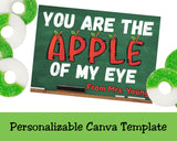 You are the Apple of my Eye Back to School First Day Bag Topper Canva Template Printable Gift from Teacher