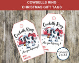 Cowbells Ring Country Christmas Gift Tag Printable