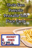 Uncle Sam Patriotic Tent Table Place Card Printable with Canva Edit Link
