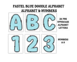 Pastel Colors Doodle Alphabet