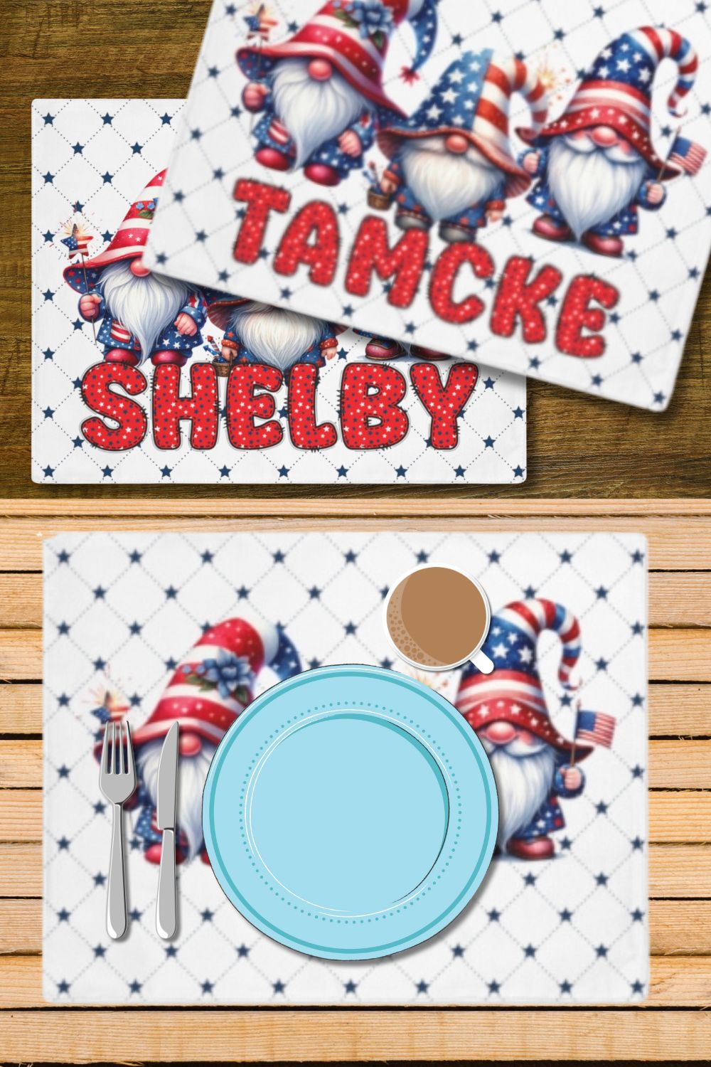 Patriotic Gnomes Custom placemat for 4th of July