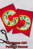 Christmas ABC Printable Pennant Banner with Canva Template