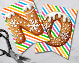 Gingerbread Printable Pennant Canva Template