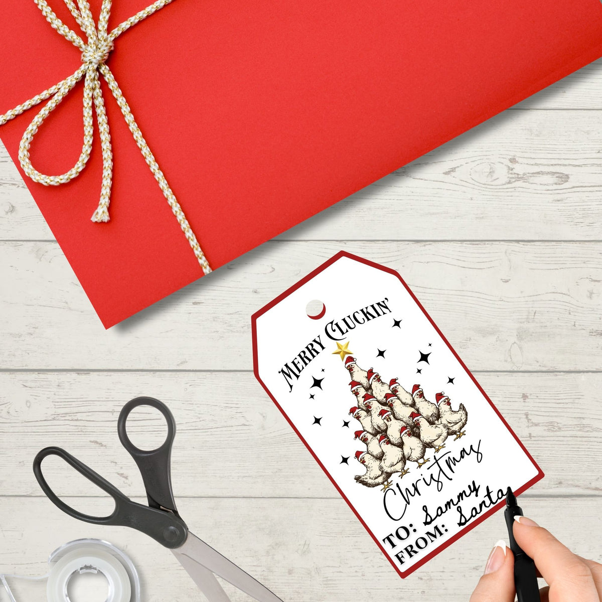 Merry Cluckin Christmas Chicken Gift Tags Printable