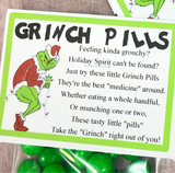 Grinch Pills Candy Bag Topper Printable