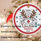 Reindeer Nurse Personalized Christmas Ornament